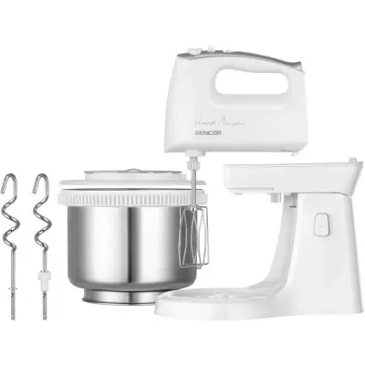 Batteur électrique Sencor avec bol rotatif - Puissant 500W - Argent