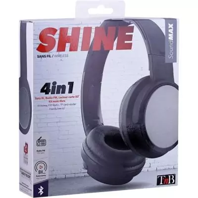 Casque 4 en 1 - T'nb - Shine 3 - Sans fil/filaire/lecteur de cartes SD/FM - Bluetooth - Autonomie 8h - Noir