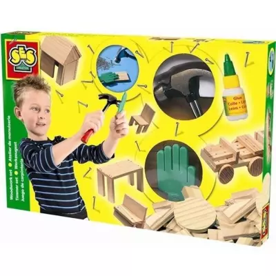 Atelier de Menuiserie: Kit Bois 57 pièces - BRICOLAGE