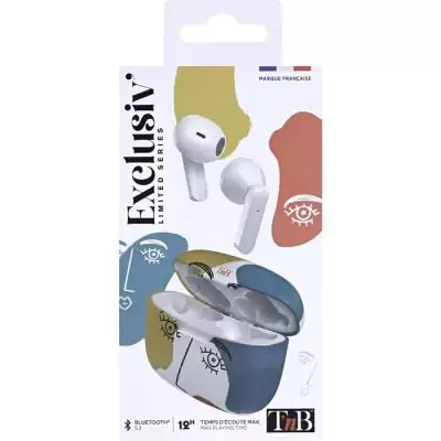 Ecouteurs sans fil - T'nb - Exclusiv' - ART 3 - Boîtier de charge inclus - Bluetooth - Autonomie 12h - Contrôle tactile - Blan