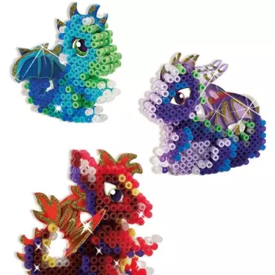 Perles à repasser Dragons 3D - SES CREATIVE - Fabrique 3 types de dragons