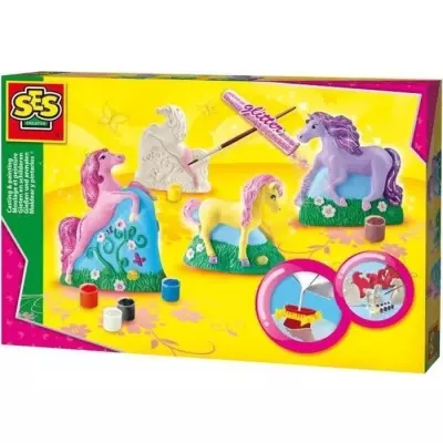 Kit de moulage et peinture - 3 chevaux - Pour enfants de 5 ans et +