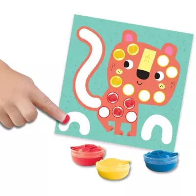 Kit 3 en 1 Peinture au doigt SES CREATIVE - Jeu de coloriage et formes autocollantes
