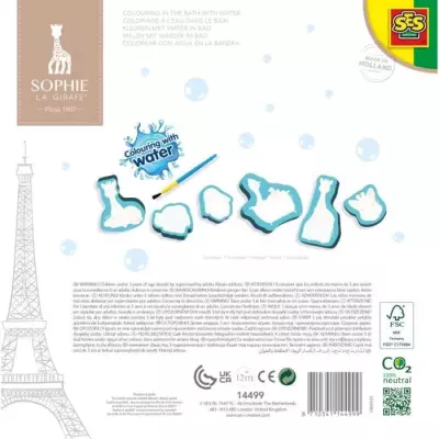 Jouet de bain Sophie la girafe - Coloriage à l'eau - Bleu - 12 mois+
