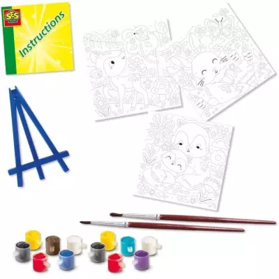 Peinture au numéro sur toile - Kit 3 animaux de la forêt - SES CREATIVE