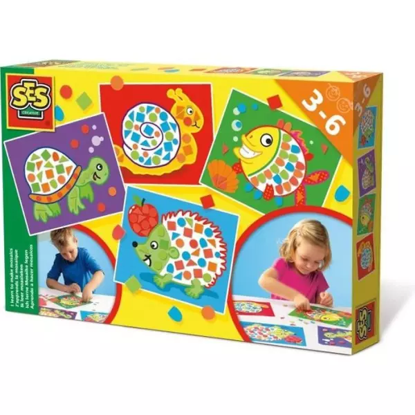 SES Creative 14827 - J'apprends la mosaique, aves les mosaiques autocollants de couleur, convient aux jeunes enfants