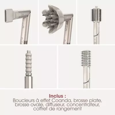 Sèche-cheveux & Styler 2 en 1 SHARK FLEXSTYLE - 5 accessoires - Champagne