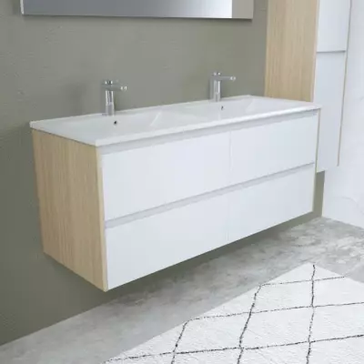 Ensemble salle de bain 120, vanité+vasque+miroir & colonne