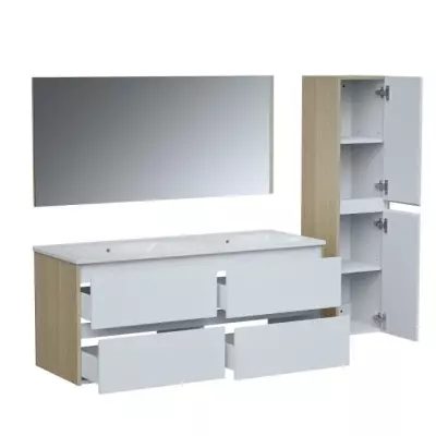 Ensemble salle de bain 120, vanité+vasque+miroir & colonne