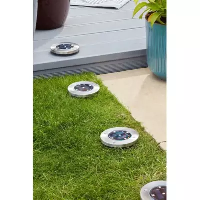 Pack de 4 Spots solaires UpSMART GARDEN - Éclairage puissant - Design acier - SPOT EXTERIEUR