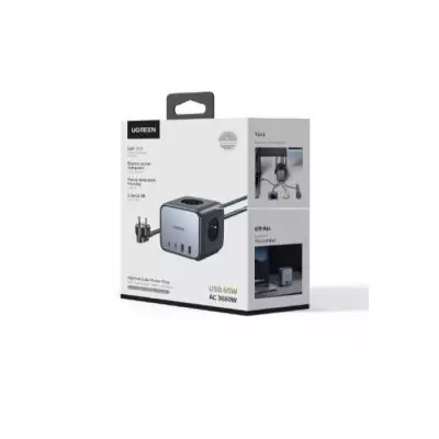 Chargeur rapide de bureau - UGREEN - 65W - Avec prises intégrées - Gris / Noir Chargeur rapide de bureau - UGREEN - 65W - Avec prises intégrées - Gris / Noir