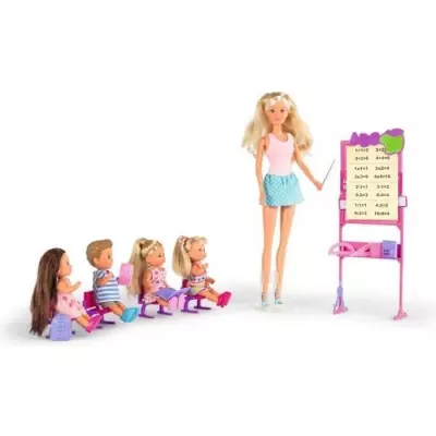 Poupée Steffi Love Maitresse d'école avec 4 élèves - Tableau et accessoires