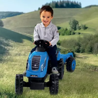 Tracteur à pédales Farmer XL + Remorque - Bleu - SMOBY - Siège ajustable