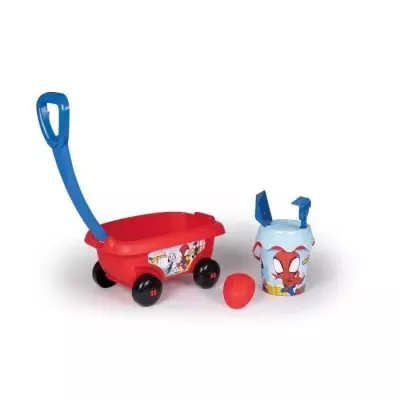 Chariot de plage Smoby Spidey - Fabriqué en France - Pour enfants dès 18 mois - Bleu