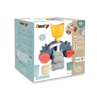 Jouet de bain Smoby Little Hippo - Toboggan et roues - Bleu/vert