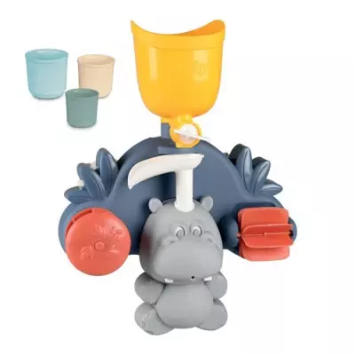Jouet de bain Smoby Little Hippo - Toboggan et roues - Bleu/vert