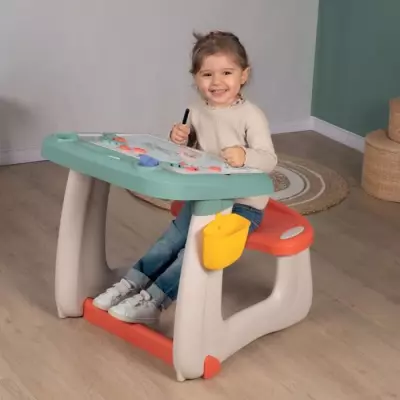 Table d'activité Smoby Bureau Petit Ecolier - 80 Accessoires - Vert