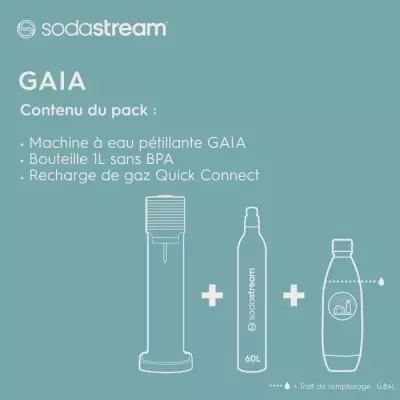 Machine à eau pétillante SodaStream GAIA - Pack complet 60L