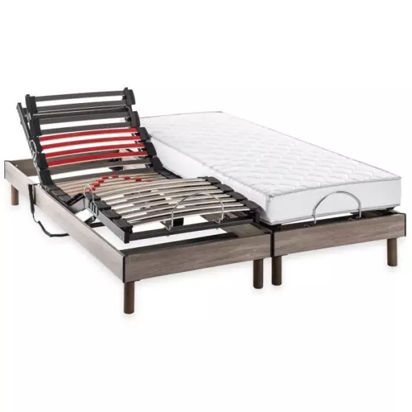 Ensemble matelas+sommier relaxation électrique COMFORT - 2x80x200 cm - Matelas mousse - DEKO DREAM Samba