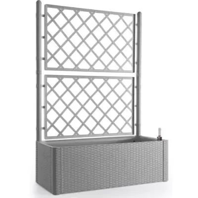 Jardinière rectangulaire deluxe avec treillis - gris stone - 100x43xh142cm