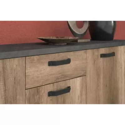 Buffet STEIN Chene et steam black - Design élégant - PARISOT