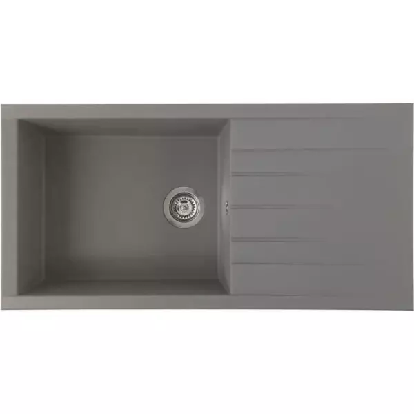 STRADOUR Evier a encastrer CUBE, en SMC GRIS BETON - 16, 1 bac, dim. 100 * 50 cm, vidage manuel