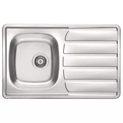 Évier en inox - Satiné - STRADOUR - 1 cuve 1 égouttoir - 860x500