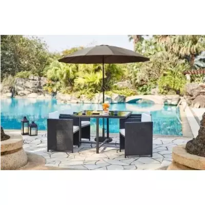 Parasol droit Shanghai inclinable 3m - Aluminium & polyester - Taupe