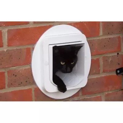 CHATIÈRE POUR CHAT : SUREFLAP à puce électronique - Blanc - 142 mm x 120 mm