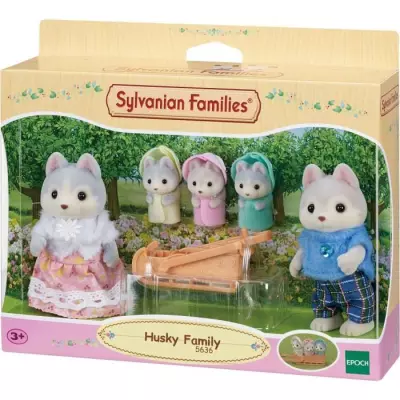 Figurine miniature : Famille husky - Dimensions compactes