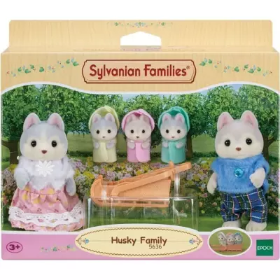 Figurine miniature : Famille husky - Dimensions compactes