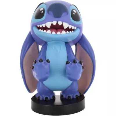 Figurine Disney Stitch Sourire - EXQUISITE GAMING - Cable Guys - Support écouteurs, smartphone ou petit accessoire - 20 cm