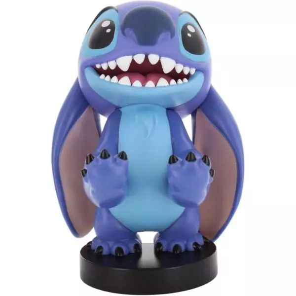 Figurine Disney Stitch Sourire - EXQUISITE GAMING - Cable Guys - Support écouteurs, smartphone ou petit accessoire - 20 cm