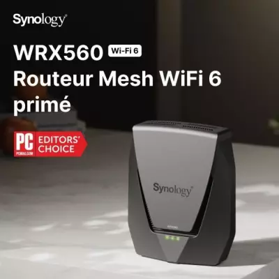 Routeur WiFi 6 Mesh Dual band 3 Gbit/s SYNOLOGY WRX560 Gris - Commutateur 4 ports