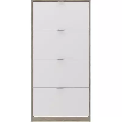 Meuble à chaussures Leona - Chêne et blanc - 4 Portes