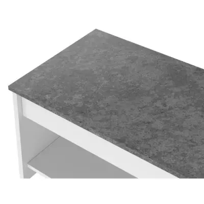 Table basse relevable blanc et gris béton - L100cm x P50 x H44cm