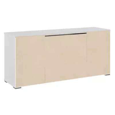 Meuble TV STAR 2 portes 2 tiroirs - Blanc & Gris Brillant