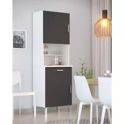 Buffet de cuisine éco L 60 cm - Gris et blanc mat