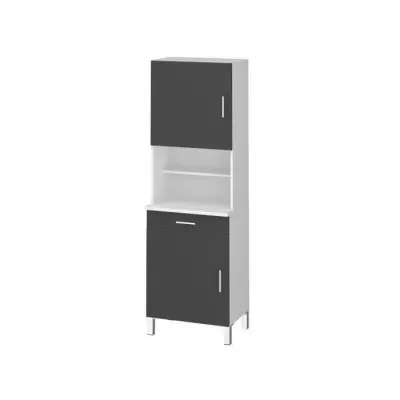 Buffet de cuisine éco L 60 cm - Gris et blanc mat