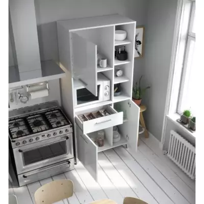 Buffet de cuisine contemporain blanc brillant - ECO - 3 portes