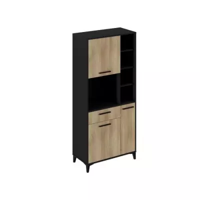 Buffet de cuisine ECO 3 portes - Mélamine chêne et noir