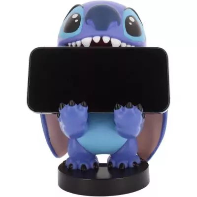 Figurine Disney Stitch Sourire - EXQUISITE GAMING - Cable Guys - Support écouteurs, smartphone ou petit accessoire - 20 cm