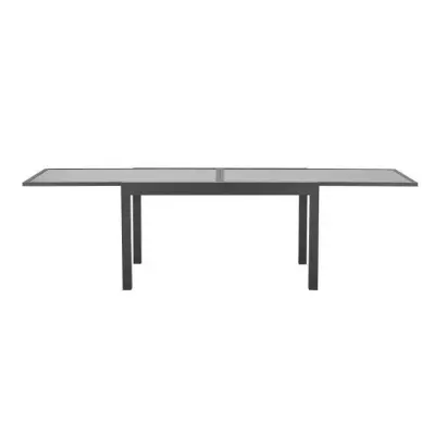 Table de jardin extensible rectangulaire 6-10 pers. aluminium-verre - L 135-270 x H 75 x P 9