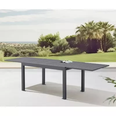 Table de jardin extensible 6-10 personnes - Aluminium - Gris foncé