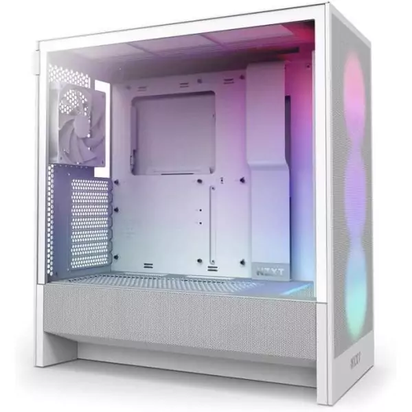Boitier moyen-tour ATX - NZXT - CC-H52FW-R1 - H5 Flow RGB - Ventilateurs RGB inclus - Blanc - Refroidissement optimisé