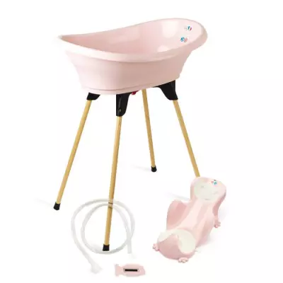 Baignoire THERMOBABY VASCO 5 en 1 Rose poudre - Fabriqué en France