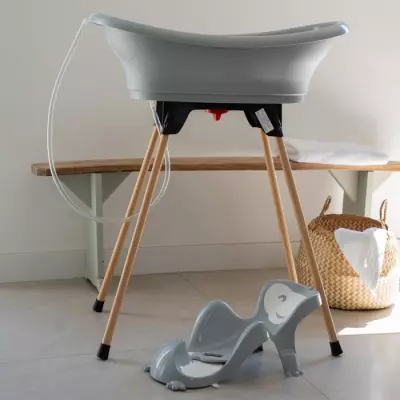 Baignoire THERMOBABY VASCO 5 en 1 Rose poudre - Fabriqué en France