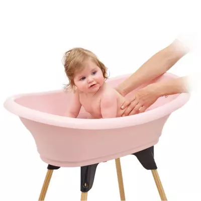 Baignoire THERMOBABY VASCO 5 en 1 Rose poudre - Fabriqué en France