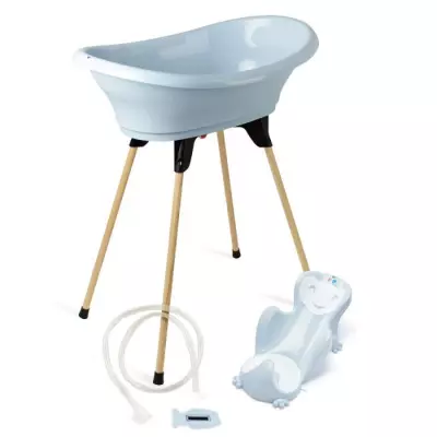 Pack baignoire THERMOBABY VASCO 5 en 1 Fleur bleue - Fabriqué en France - Dimensions compactes