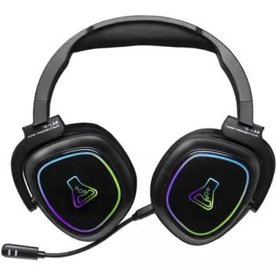 Casque Gamer Sans Fil The G-Lab KORP PROMENTHIUM - Microphone RGB - Noir